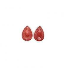 Strawberry Quartz Drops Almond Shape 16x11mm Approximately 13.5 Carat