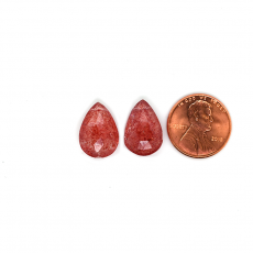 Strawberry Quartz Drops Almond Shape 16x11mm Approximately 13.5 Carat