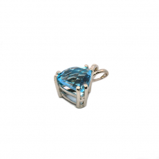 Swiss Blue Topaz Trillion Shape 1.3 Carat  Pendant in 14K White Gold