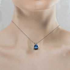 Swiss Blue Topaz Trillion Shape 1.3 Carat  Pendant in 14K White Gold