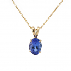 Tanzanite Oval 0.74 Carat  Pendant in 14K Yellow Gold (Chain Not Included )