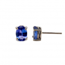 Tanzanite Oval 1.49 Carat Stud Earrings in 14K White Gold