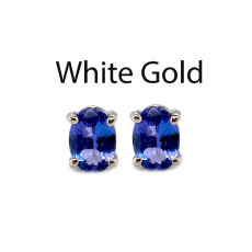 Tanzanite Oval 1.49 Carat Stud Earrings in 14K White Gold