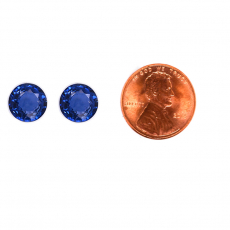 Thai Blue Sapphire Round 7.0mm Matching Pair Approximately 2.64 Carat