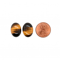 Tiger Eye Cab Oval 18x13mm Matching Pair Approximately 21 Carat