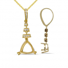 Trillion Shape 10mm Pendant Semi Mount in 14K Yellow Gold with Diamond Accents(Chain Not Included)