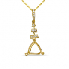 Trillion Shape 10mm Pendant Semi Mount in 14K Yellow Gold with Diamond Accents(Chain Not Included)