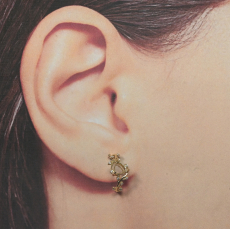 Trillion Shape 6mm Vine Design  Earring  Semi Mount in 14K Yellow Gold with Diamond Accents