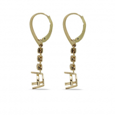 Trillion Shape 7mm Dangle Earring Semi Mount in 14K Yellow Gold with Diamond Accents