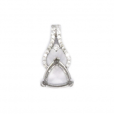 Trillion Shape 8mm Pendant Semi Mount in 14K White Gold with Diamond Accents