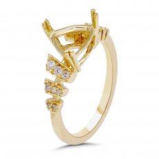 Trillion Shape 8mm Ring Semi Mount in 14K Yellow Gold with Diamond Accents