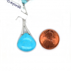 Turquoise Drop Heart Shape 17x17mm Drilled Bead Single Piece Pendant Piece