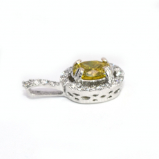 Yellow Diamond Oval 0.35 Carat Pendant In 14K White Gold Accented With White Diamonds