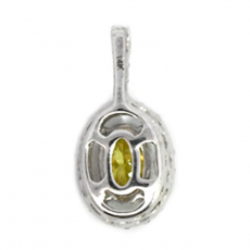 Yellow Diamond Oval 0.35 Carat Pendant In 14K White Gold Accented With White Diamonds