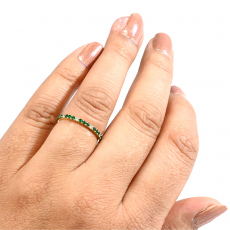 Zambian Emerald 0.23 Carat Stackable Wedding Ring Band in 14K Yellow Gold with Diamonds