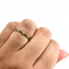 Zambian Emerald 0.23 Carat Stackable Wedding Ring Band in 14K Yellow Gold with Diamonds