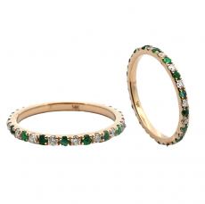 Zambian Emerald 0.30 Carat Eternity Ring Band in 14K Yellow Gold with Diamonds