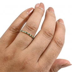 Zambian Emerald 0.30 Carat Eternity Ring Band in 14K Yellow Gold with Diamonds