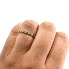 Zambian Emerald 0.30 Carat Eternity Ring Band in 14K Yellow Gold with Diamonds