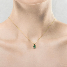 Zambian Emerald Oval 0.55 Carat Pendant in 14K Yellow Gold(Chain Not Included)