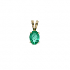 Zambian Emerald Oval 0.55 Carat Pendant in 14K Yellow Gold(Chain Not Included)