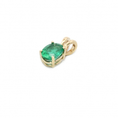 Zambian Emerald Oval 0.55 Carat Pendant in 14K Yellow Gold(Chain Not Included)