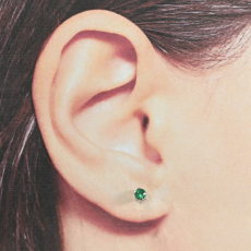 Zambian Emerald Round 0.35 Carat Stud Earrings in 14K White Gold