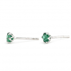 Zambian Emerald Round 0.35 Carat Stud Earrings in 14K White Gold