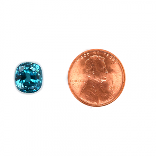 Blue Zircon Cushion 6.3x5.7mm Single Piece Approximately 1.97 Carat