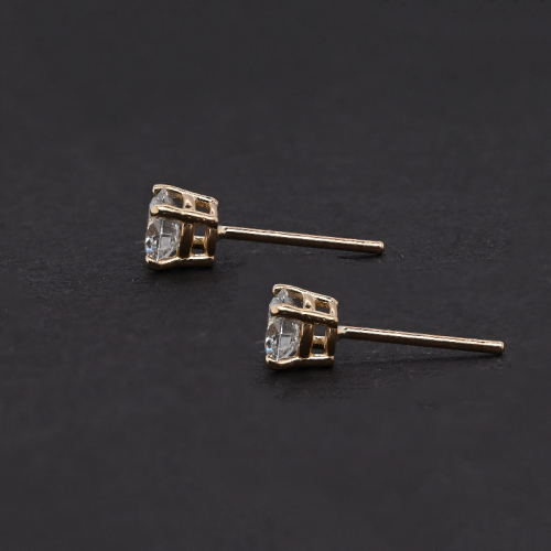 Lab Grown Diamond Round 0.81 Carat Stud Earrings In 14k Yellow Gold