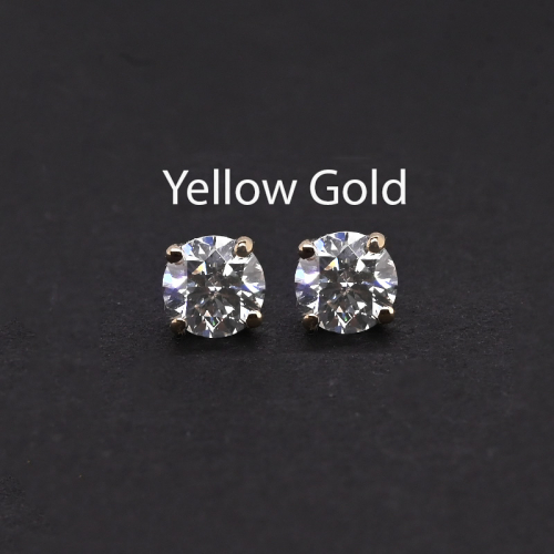 Lab Grown Diamond Round 0.81 Carat Stud Earrings In 14k Yellow Gold