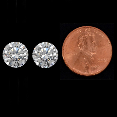 Moissanite Round Shape 6.5x6.5mm Matching Pair 1.83 Carat