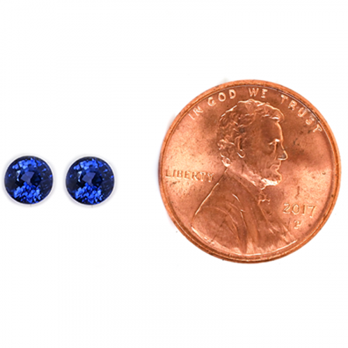 Nigerian Blue Sapphire Round 5.2mm Matching Pair Approximately 1.74 Carat