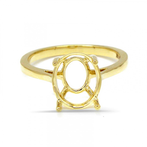 Oval 11x9mm Solitaire Ring Semi Mount, 14k Yellow Gold