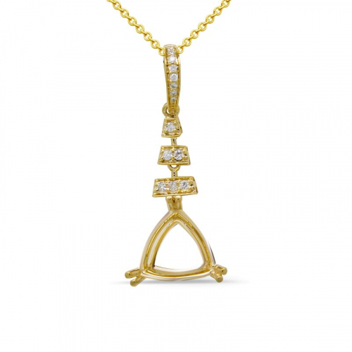 Trillion Shape 10mm Pendant Semi Mount In 14k Yellow Gold With Diamond Accents(chain Not Included)