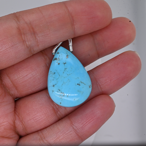 Turquoise Drops Almond Shape 28x19mm Drilled Bead Single Piece